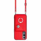 For OnePlus Nord CE4 Lite 5G Organ Card Bag Ring Holder Phone Case with Long Lanyard(Red) - 2
