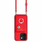 For OnePlus 13T Organ Card Bag Ring Holder Phone Case with Long Lanyard(Red) - 2