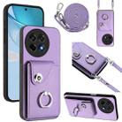 For OnePlus Ace 5 / 5 Pro / 13R Organ Card Bag Ring Holder Phone Case with Long Lanyard(Purple) - 1