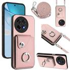 For OnePlus Ace 5 / 5 Pro / 13R Organ Card Bag Ring Holder Phone Case with Long Lanyard(Pink) - 1