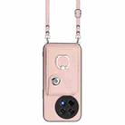 For OnePlus Ace 5 / 5 Pro / 13R Organ Card Bag Ring Holder Phone Case with Long Lanyard(Pink) - 2
