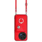 For OnePlus Ace 5 / 5 Pro / 13R Organ Card Bag Ring Holder Phone Case with Long Lanyard(Red) - 2