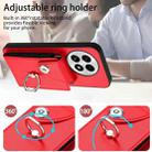 For OnePlus 13 5G Organ Card Bag Ring Holder Phone Case with Long Lanyard(Red) - 3