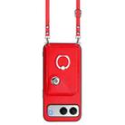 For OnePlus Nord 4 Organ Card Bag Ring Holder Phone Case with Long Lanyard(Red) - 2