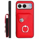 For OnePlus Nord 4 Organ Card Bag Ring Holder Phone Case with Long Lanyard(Red) - 3