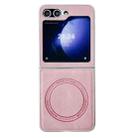 For Samsung Galaxy Z Flip5 Skin Feel Leather Texture MagSafe Pearlescent Paint Shockproof Phone Case(Pink) - 1