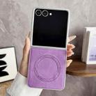 For Samsung Galaxy Z Flip7 5G Skin Feel Leather Texture MagSafe Pearlescent Paint Shockproof Phone Case(Purple) - 2