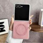 For Samsung Galaxy Z Flip7 5G Skin Feel Leather Texture MagSafe Pearlescent Paint Shockproof Phone Case(Pink) - 2