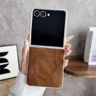 For Samsung Galaxy Z Flip7 5G Skin Feel Leather Texture MagSafe Pearlescent Paint Shockproof Phone Case(Brown) - 2