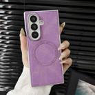 For Samsung Galaxy Z Fold7 5G Skin Feel Leather Texture MagSafe Pearlescent Paint Shockproof Phone Case(Purple) - 2