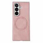 For Samsung Galaxy Z Fold7 5G Skin Feel Leather Texture MagSafe Pearlescent Paint Shockproof Phone Case(Pink) - 1