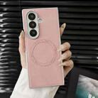 For Samsung Galaxy Z Fold7 5G Skin Feel Leather Texture MagSafe Pearlescent Paint Shockproof Phone Case(Pink) - 2