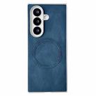 For Samsung Galaxy Z Fold7 5G Skin Feel Leather Texture MagSafe Pearlescent Paint Shockproof Phone Case(Blue) - 1
