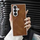 For Samsung Galaxy Z Fold7 5G Skin Feel Leather Texture MagSafe Pearlescent Paint Shockproof Phone Case(Brown) - 2