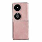 For Huawei P50 Pocket Skin Feel Leather Texture Pearlescent Paint Shockproof Phone Case(Pink) - 1