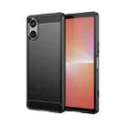 For Sony Xperia 5 V Carbon Fiber Brushed Texture TPU Phone Case(Black) - 1