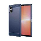 For Sony Xperia 5 V Carbon Fiber Brushed Texture TPU Phone Case(Blue) - 1