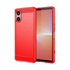 For Sony Xperia 5 V Carbon Fiber Brushed Texture TPU Phone Case(Red) - 1