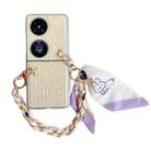 For Huawei P50 Pocket Gradient Leather Texture Scarf Bracelet Shockproof Phone Case(Beige) - 1