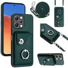 For Xiaomi Redmi 12 4G Global Organ Card Bag Ring Holder Phone Case with Long Lanyard(Green) - 1