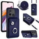 For Xiaomi Redmi 12C / 11A Organ Card Bag Ring Holder Phone Case with Long Lanyard(Blue) - 1