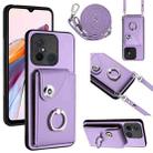 For Xiaomi Redmi 12C / 11A Organ Card Bag Ring Holder Phone Case with Long Lanyard(Purple) - 1