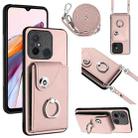 For Xiaomi Redmi 12C / 11A Organ Card Bag Ring Holder Phone Case with Long Lanyard(Pink) - 1