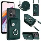 For Xiaomi Redmi 12C / 11A Organ Card Bag Ring Holder Phone Case with Long Lanyard(Green) - 1