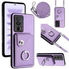 For Xiaomi Redmi K60 / K60 Pro Organ Card Bag Ring Holder Phone Case with Long Lanyard(Purple) - 1