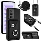 For Xiaomi Redmi K60 / K60 Pro Organ Card Bag Ring Holder Phone Case with Long Lanyard(Black) - 1