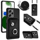 For Xiaomi Redmi Note 12 Pro Speed Organ Card Bag Ring Holder Phone Case with Long Lanyard(Black) - 1