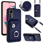 For Xiaomi Redmi Note 12S 4G Global Organ Card Bag Ring Holder Phone Case with Long Lanyard(Blue) - 1