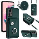 For Xiaomi Redmi Note 12S 4G Global Organ Card Bag Ring Holder Phone Case with Long Lanyard(Green) - 1