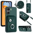 For Xiaomi Redmi 13C 4G / Poco C65 Organ Card Bag Ring Holder Phone Case with Long Lanyard(Green) - 1