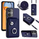 For Xiaomi Redmi 13C 5G / Redmi 13R Organ Card Bag Ring Holder Phone Case with Long Lanyard(Blue) - 1