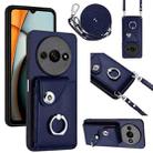 For Xiaomi Redmi A3 4G Organ Card Bag Ring Holder Phone Case with Long Lanyard(Blue) - 1