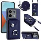 For Xiaomi Redmi Note 13 Pro 5G Global Organ Card Bag Ring Holder Phone Case with Long Lanyard(Blue) - 1