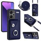 For Xiaomi Redmi Note 13 Pro+ Organ Card Bag Ring Holder Phone Case with Long Lanyard(Blue) - 1