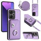 For Xiaomi Redmi Note 13 Pro+ Organ Card Bag Ring Holder Phone Case with Long Lanyard(Purple) - 1