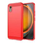 For Samsung Galaxy Xcover 7 Carbon Fiber Brushed Texture TPU Phone Case(Red) - 1