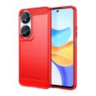 For Honor 90 Smart Carbon Fiber Brushed Texture TPU Phone Case(Red) - 1