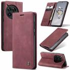 For OnePlus 12 CaseMe 013 Retro Frosted Flip Leather Phone Case(Wine Red) - 1