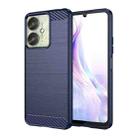 For Xiaomi Poco M6 5G Brushed Texture Carbon Fiber TPU Phone Case(Blue) - 1