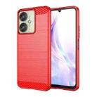 For Xiaomi Poco M6 5G Brushed Texture Carbon Fiber TPU Phone Case(Red) - 1