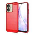 For Xiaomi Redmi 13R 5G Brushed Texture Carbon Fiber TPU Phone Case(Red) - 1