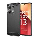 For Xiaomi Redmi Note 13 4G Global Brushed Texture Carbon Fiber TPU Phone Case(Black) - 1