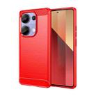 For Xiaomi Redmi Note 13 Pro 4G Global Brushed Texture Carbon Fiber TPU Phone Case(Red) - 1