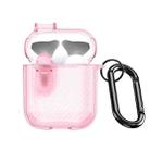 For AirPods 1/2 DUX DUCIS PECK Series Split Transparent Carbon Fiber Earphone Case(Pink) - 1