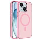 For iPhone 15 Plus Electroplated IMD Magsafe PC Hybrid TPU Phone Case(Pink) - 1