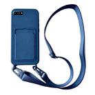 For iPhone 8 Plus / 7 Plus Card Slot Liquid Silicone Phone Case with Lanyard(Royal Blue) - 1